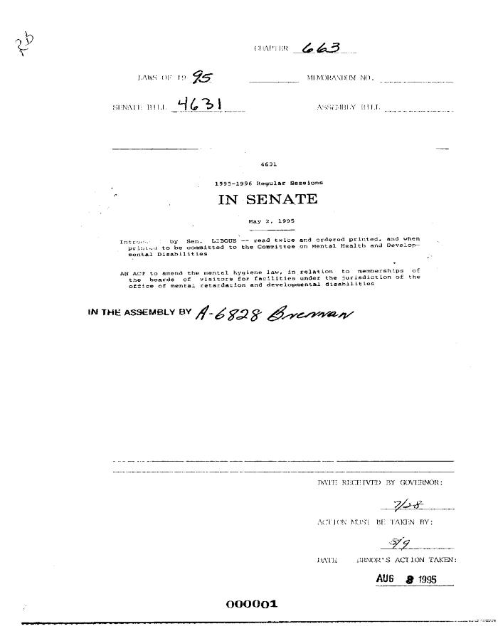 NYS Bill and Veto Jackets: 1995, Chapter 663