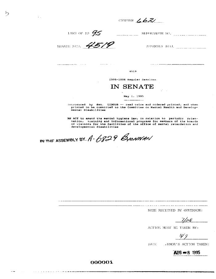NYS Bill and Veto Jackets: 1995, Chapter 662