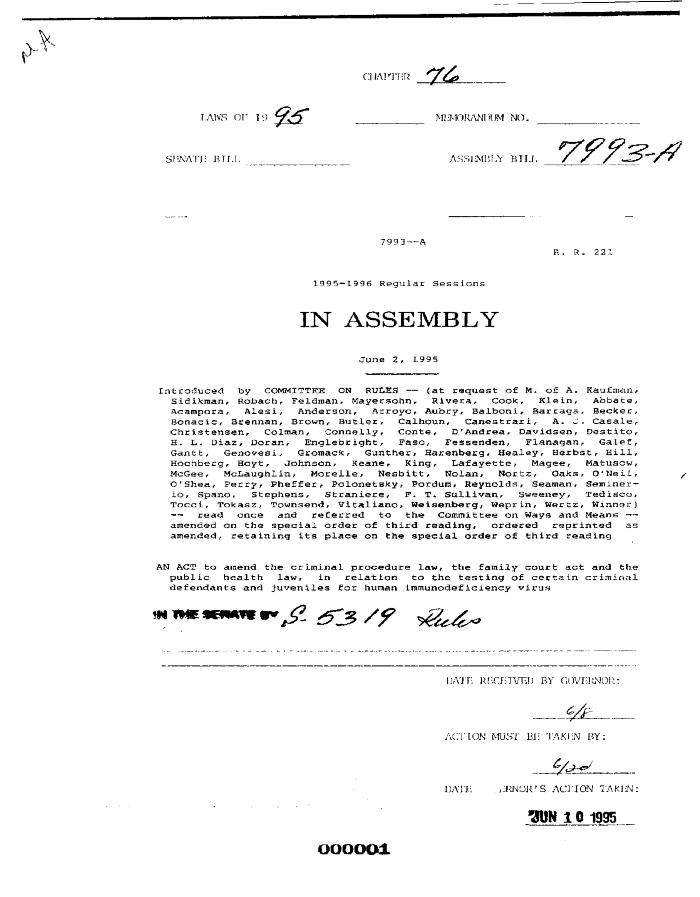 NYS Bill and Veto Jackets: 1995, Chapter 76