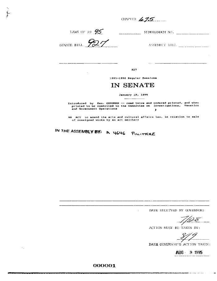 NYS Bill and Veto Jackets: 1995, Chapter 675