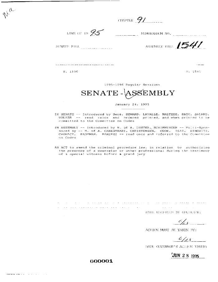 NYS Bill and Veto Jackets: 1995, Chapter 91