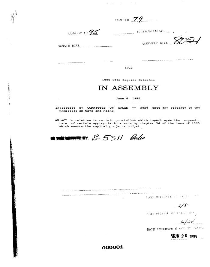 NYS Bill and Veto Jackets: 1995, Chapter 79