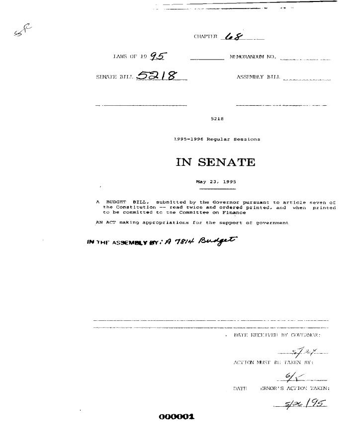 NYS Bill and Veto Jackets: 1995, Chapter 68