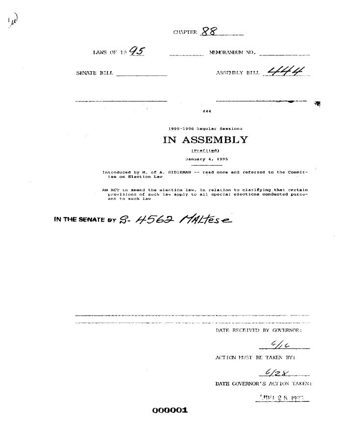 NYS Bill and Veto Jackets: 1995, Chapter 88