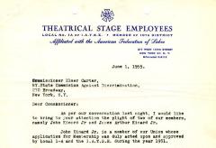 Letter, IATSE 1A to Commissioner Elmer Carter