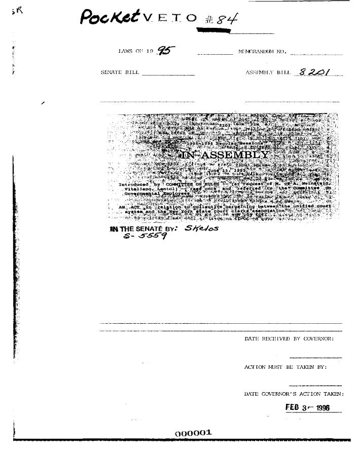 NYS Bill and Veto Jackets: 1995, Veto 84