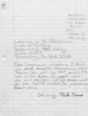 Letter from young boy to Commission