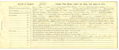 Record of Inmates, Yates County Poorhouse