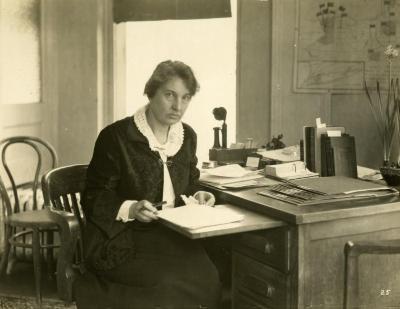 Office worker at her desk, 1924