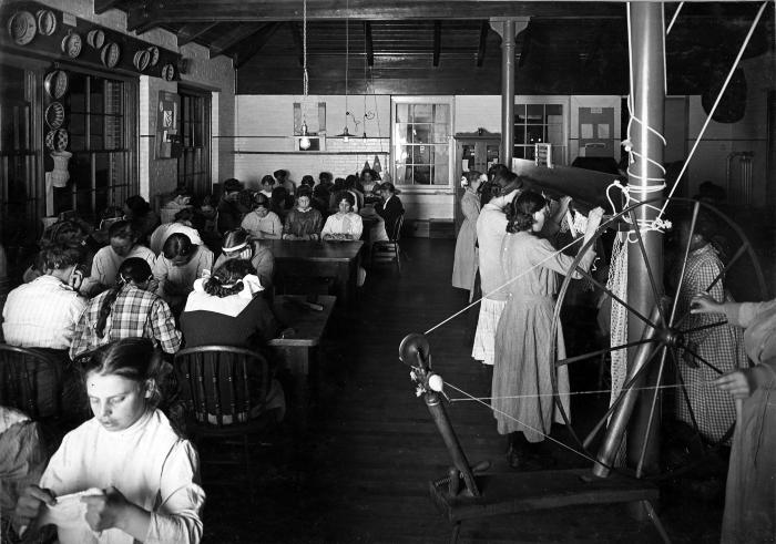 Mental Health Custodial Facilities. Young Women in Sewing and Textile Instruction