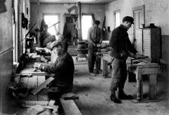 Mental Health Custodial Facilities. Men In Work Room