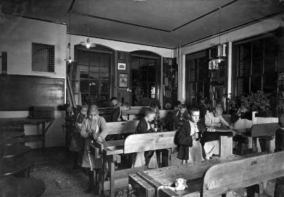 Mental Health Custodial Facilities. Small Boys in Woodworking Instruction