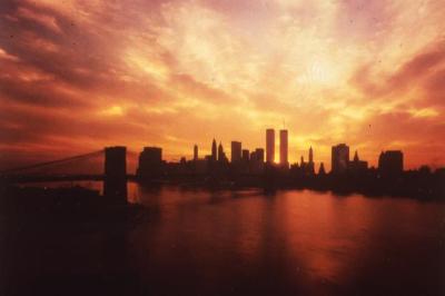 New York City skyline at sunset