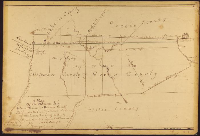 A Map of the Division Line Between Schoharie and Delaware Counties