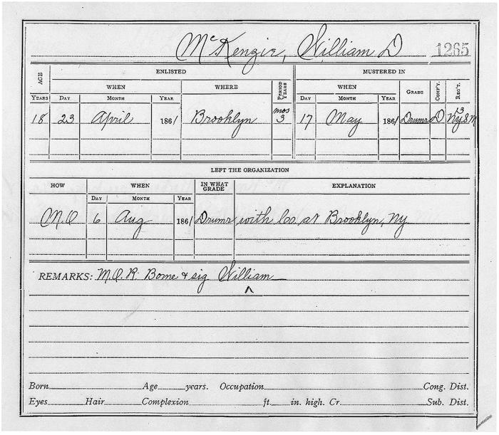 Civil War muster roll abstract, William D. McKenzie