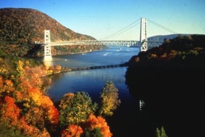 Bear Mountain Bridge across the Hudson, with fall colors