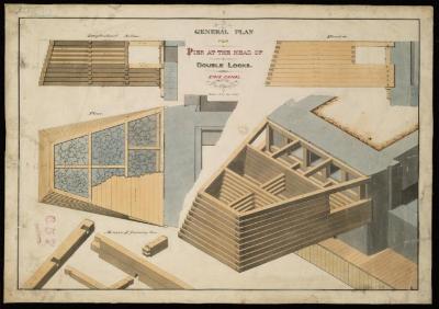 General Plan for Pier at the Head of Double Locks. Erie Canal.