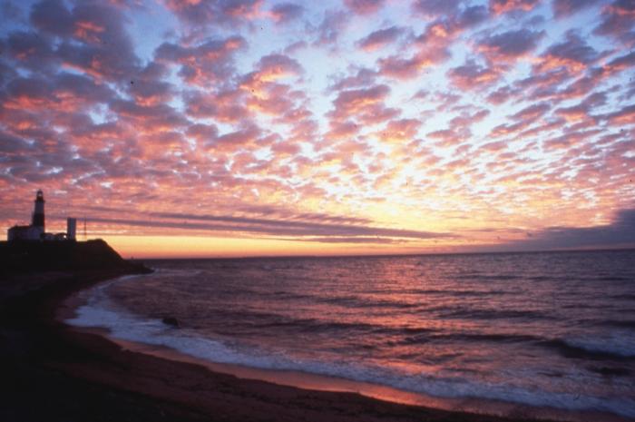 Montauk Point lighthouse. Long Island, at sunrise