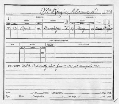 Civil War muster roll abstract, Clarence D. McKenzie