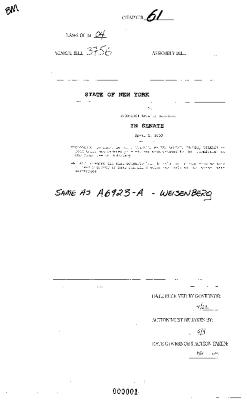NYS Bill and Veto Jackets: 2004, Chapter 61