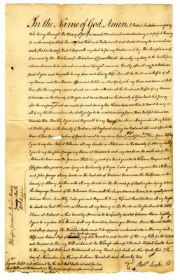 Last Will and Testament of Robert Leake, Sr., 1772