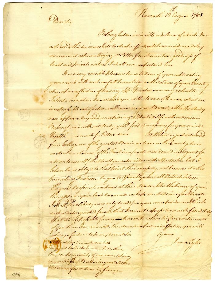 Letter from James Tyler to Robert Leake, Sr., 1768