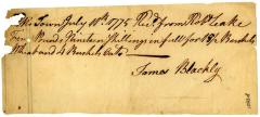 Receipt for the purchase of wheat and cotton, 1775