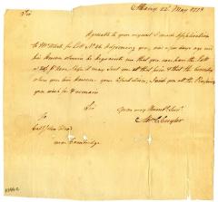 Letter from Abraham C. Cuyler to Captain John Wood, 1773