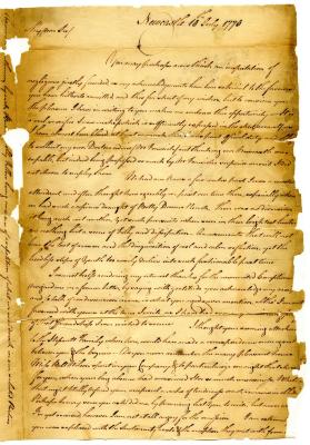 Letter from James Tyler to Robert Leake, Sr., 1770