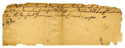 Receipt for overpayment of taxes, 1776