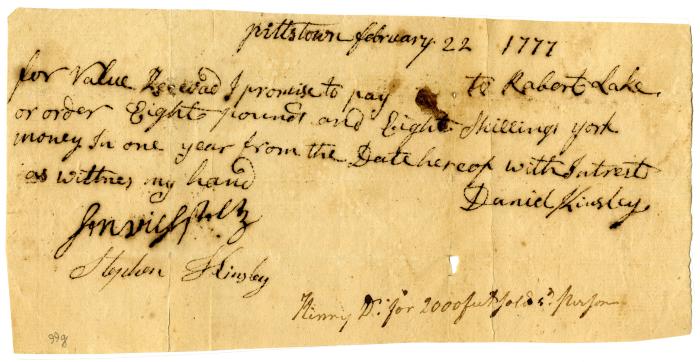 Promissory Note, 1777