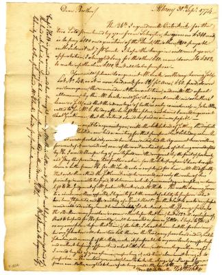 Letter from Robert W. Leake to John G. Leake, 1774
