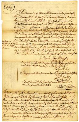 Copy of a land agreement, 1766-1767