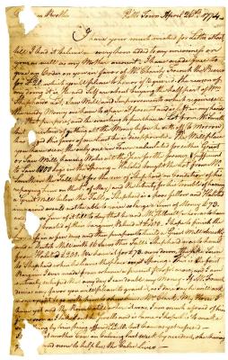 Letter from Robert W. Leake to John G. Leake, 1774