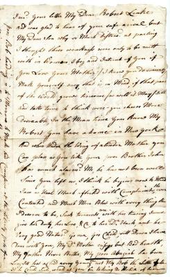 Letter from Ann Leake to Robert W. Leake, 1775