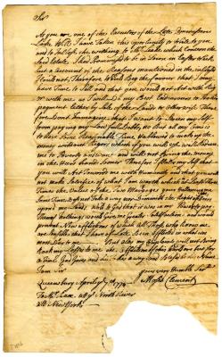 Letter from Moses Clement regarding debt, 1779