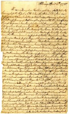 Two page letter from Robert W. Leake to John Leake, 1775