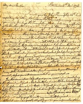 Letter from Robert W. Leake to John G. Leake, 1774