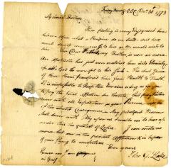 Letter from John Leake to Robert W. Leake on the death of their father, 1773