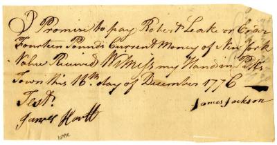 Promissory Note, 1776