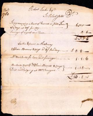 Account of the expenses in surveying a tract of land, 1763