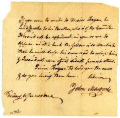 Unaddressed letter from John Macombe, circa 1775-1777