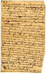 Partial letter, probably from Robert W. Leake to his father, circa 1772