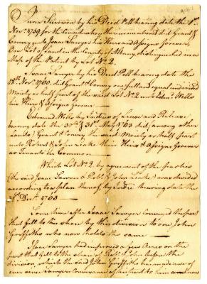 Record of ownership of a lot, circa 1774