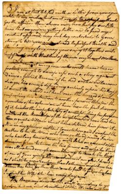 Partial letter, probably from Robert W. Leake to his father, circa 1772