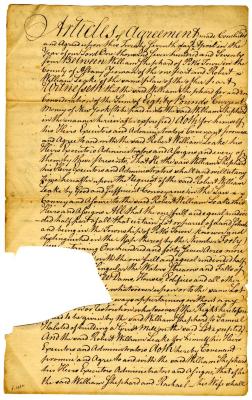 Articles of agreement between William Shephard and Robert W. Leake, 1774