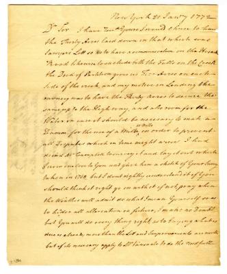 Letter from Mr. Sawyer to Robert Yates, 1771