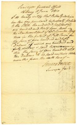 Receipt for the purchase of land in Pittstown, 1810