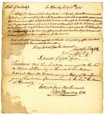 Resolution regarding forfeited estates, 1781