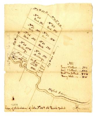 Map of two lots of the Hosick Patent, circa 1780